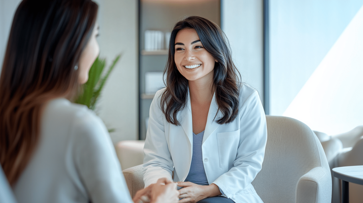 A dietitian discussing the benefits of pre-portioned meals to her client.