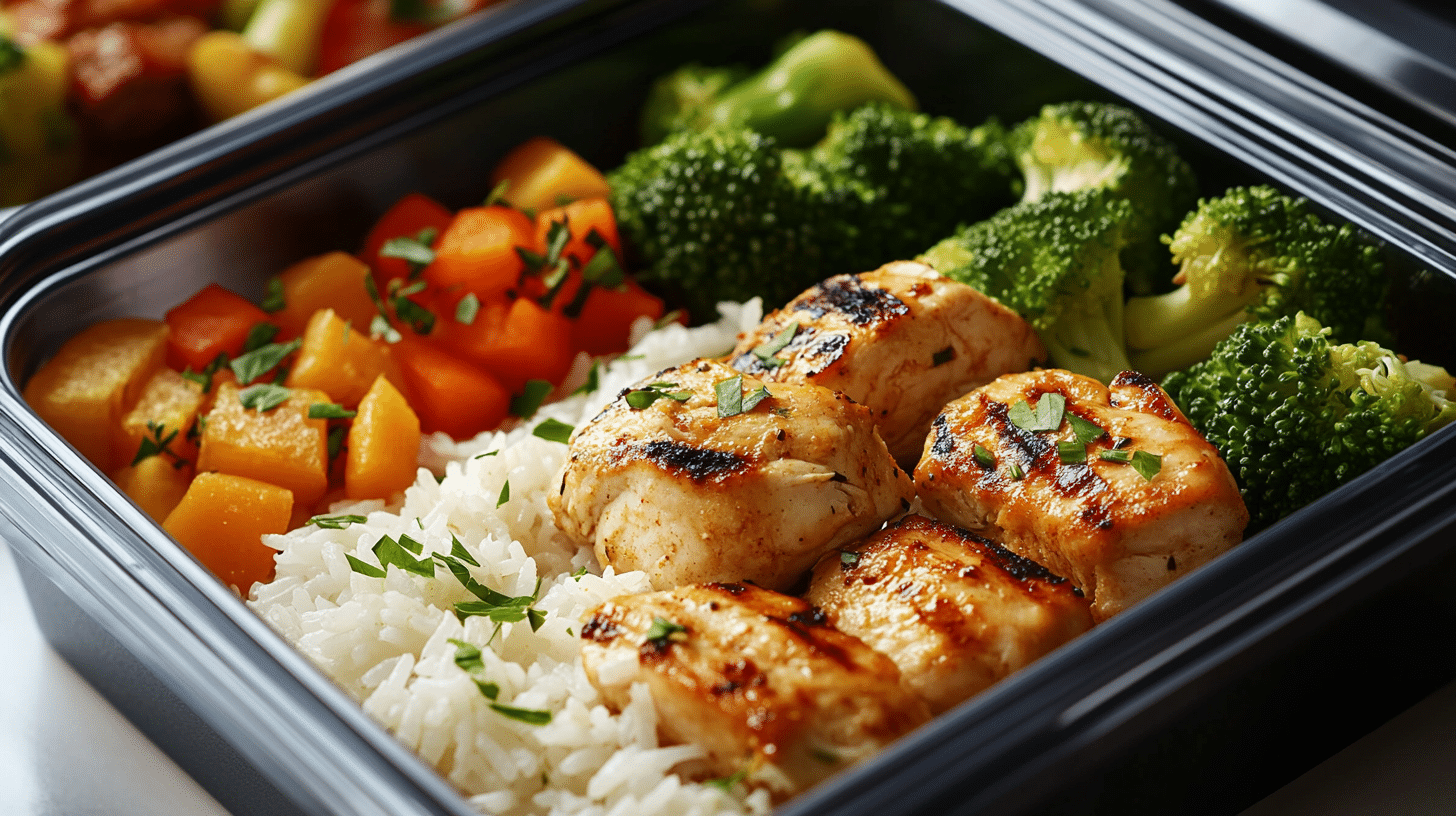 A food container consists of healthy food.