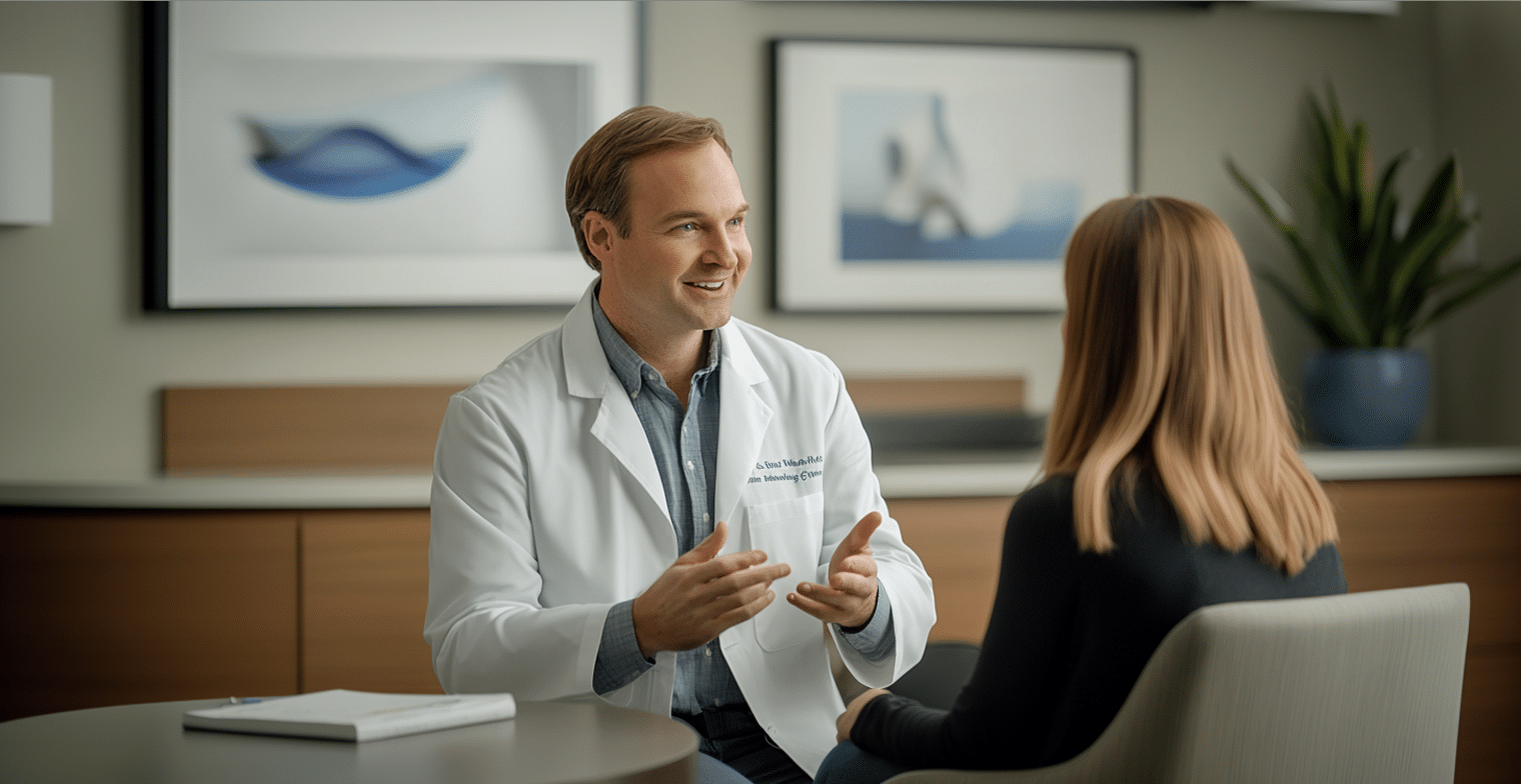 A weight loss doctor talking to her patient.