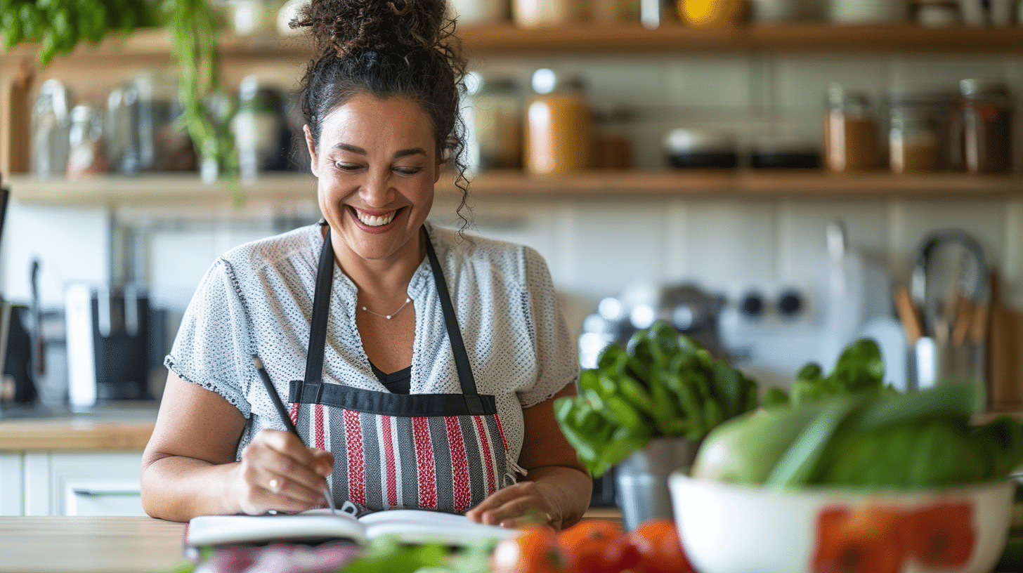 A weight loss patient keeping a food journal as a strategy for maintaining their weight.