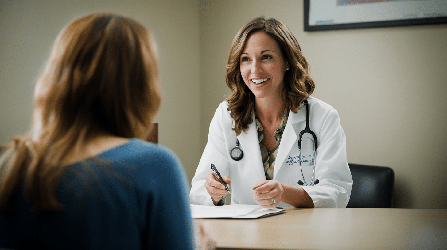 A weight loss doctor talking with her patient.