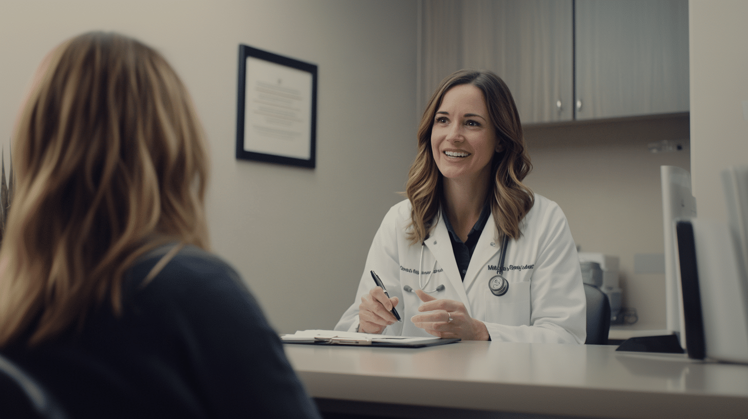 A doctor talking with her patient.