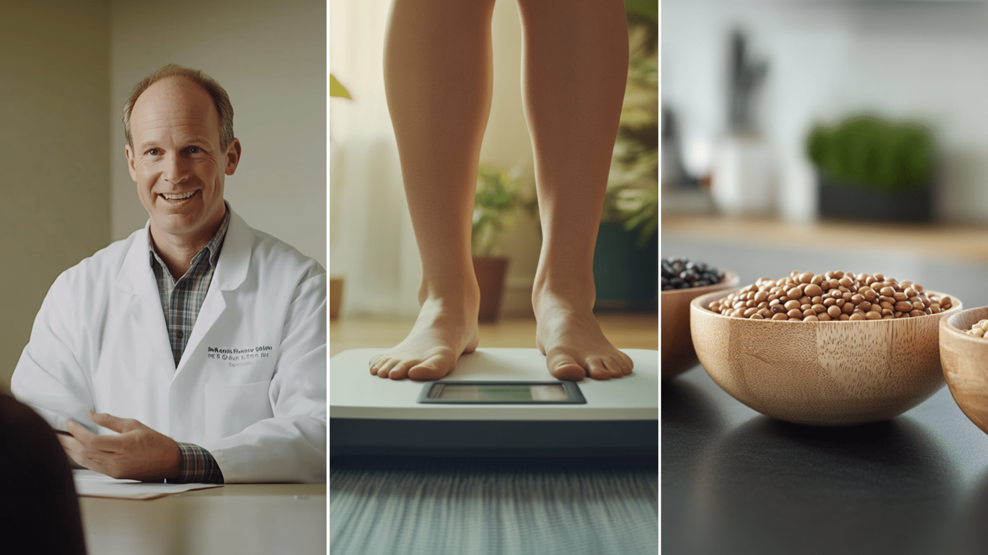 A woman standing on a white digital scale.