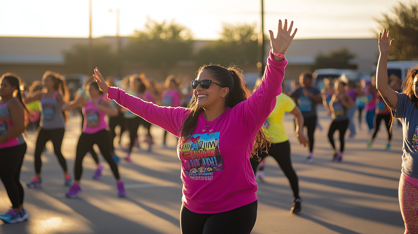 A woman doing a zumba exercise.