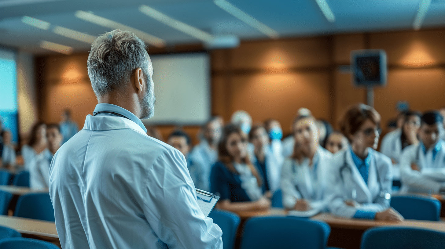 Healthcare professionals in a conference room discussing the latest in weight loss treatments.