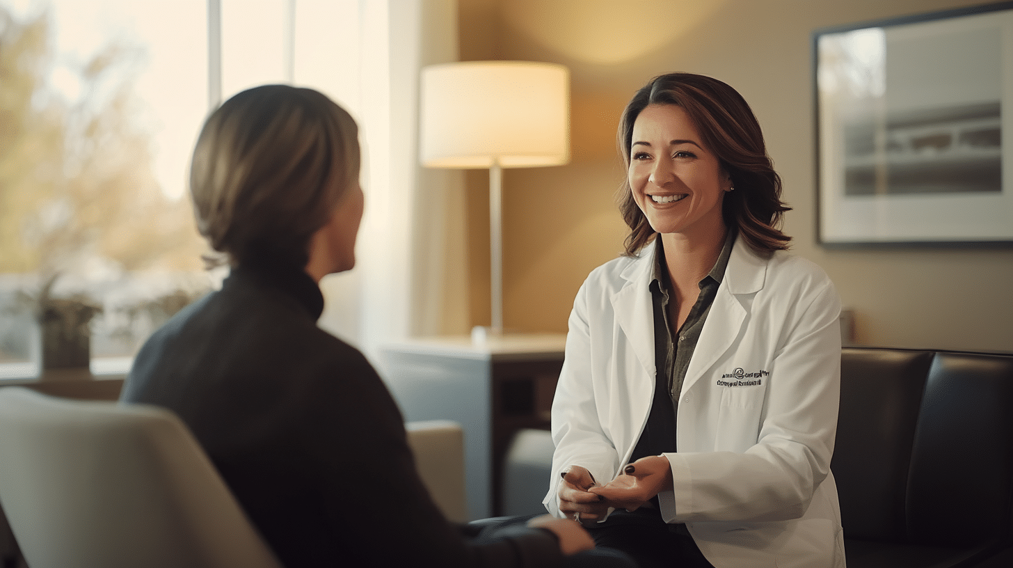 A weight loss doctor talking with her patient.