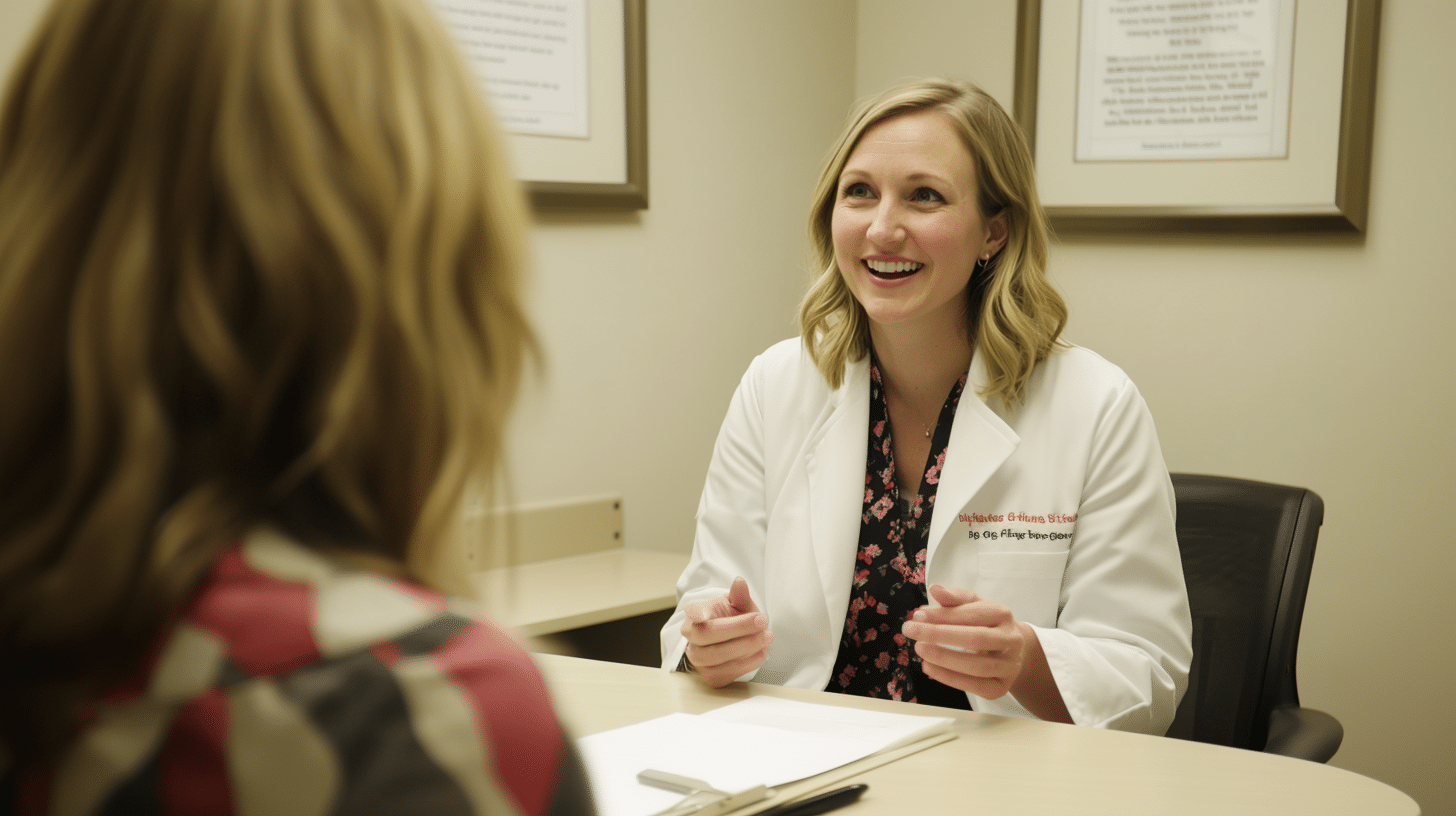 A weight loss doctor talking to her patient.