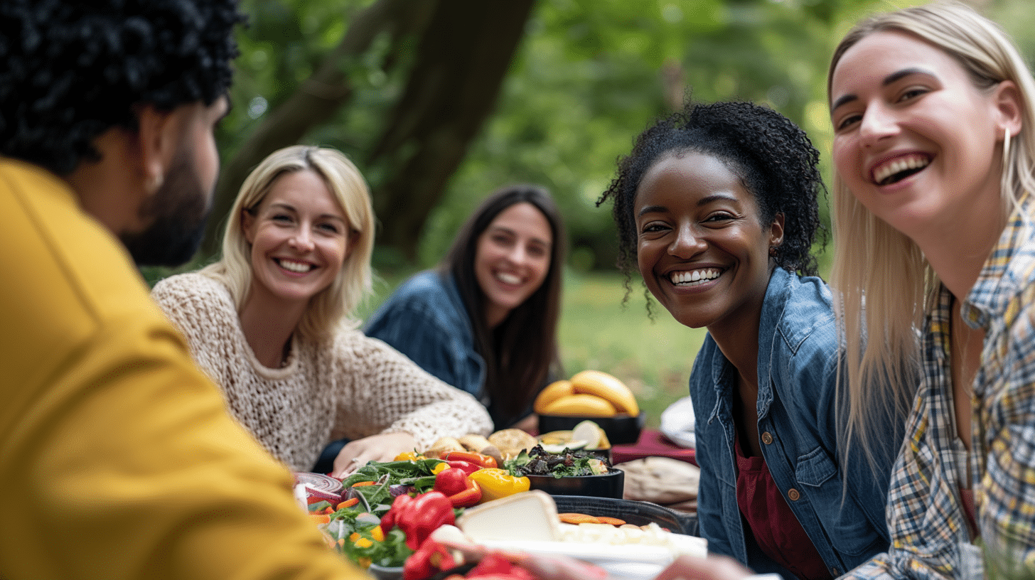 A group of friends doing a picnic.