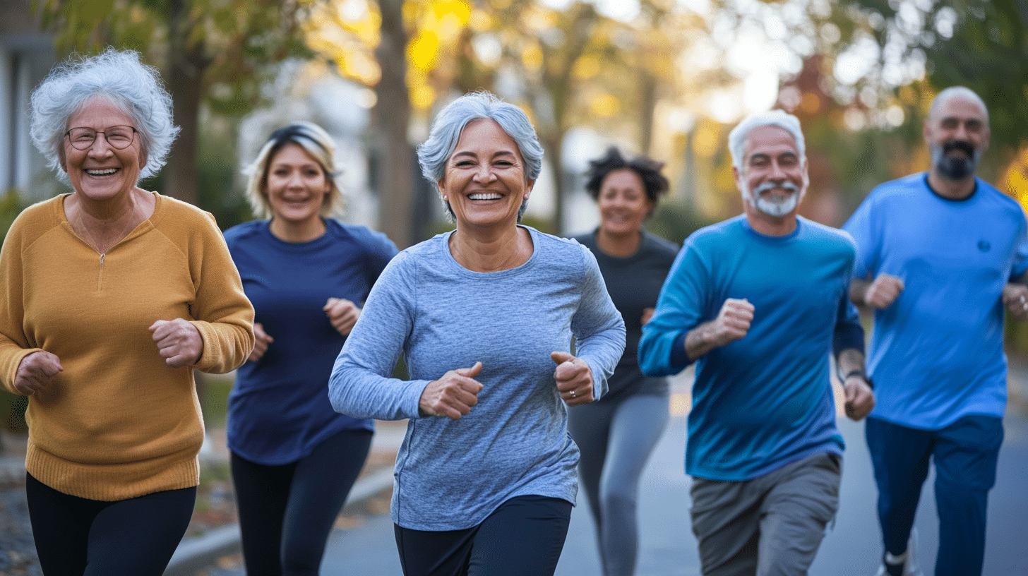 A group of people exercising.