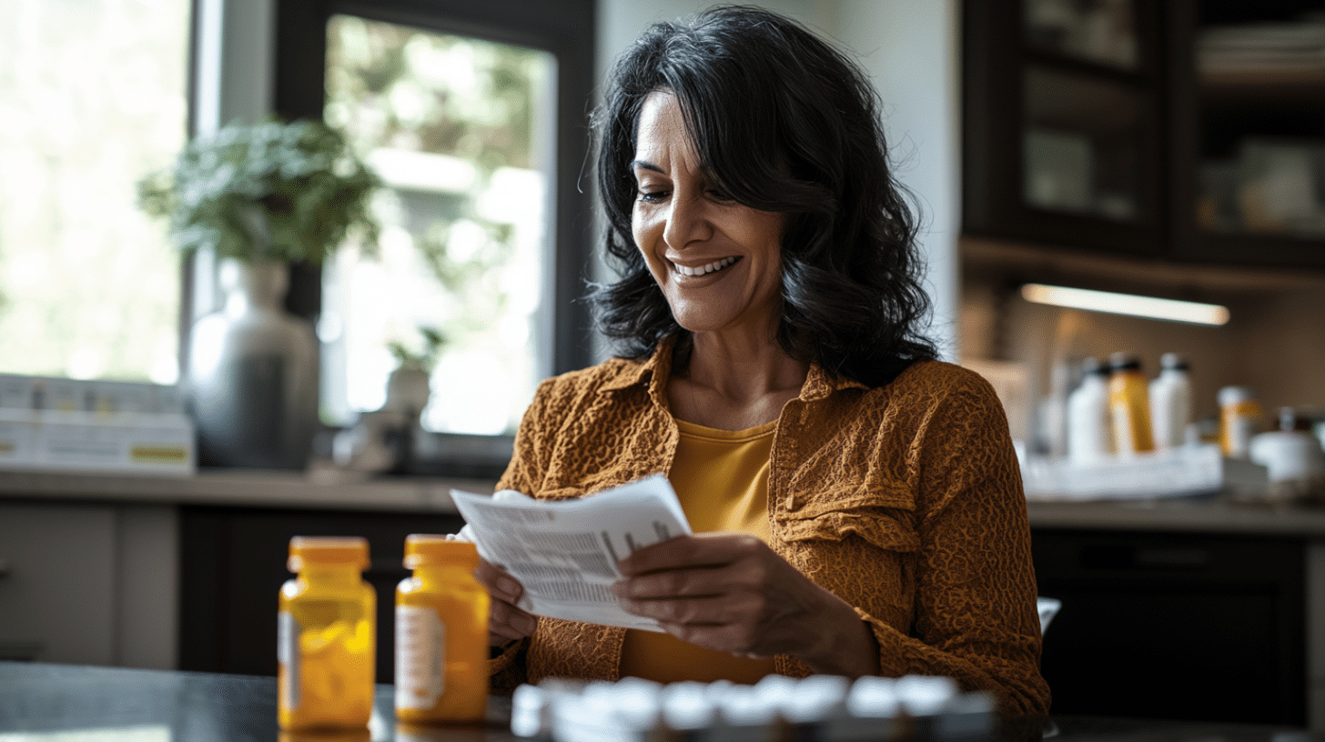Woman looking about her prescriptions