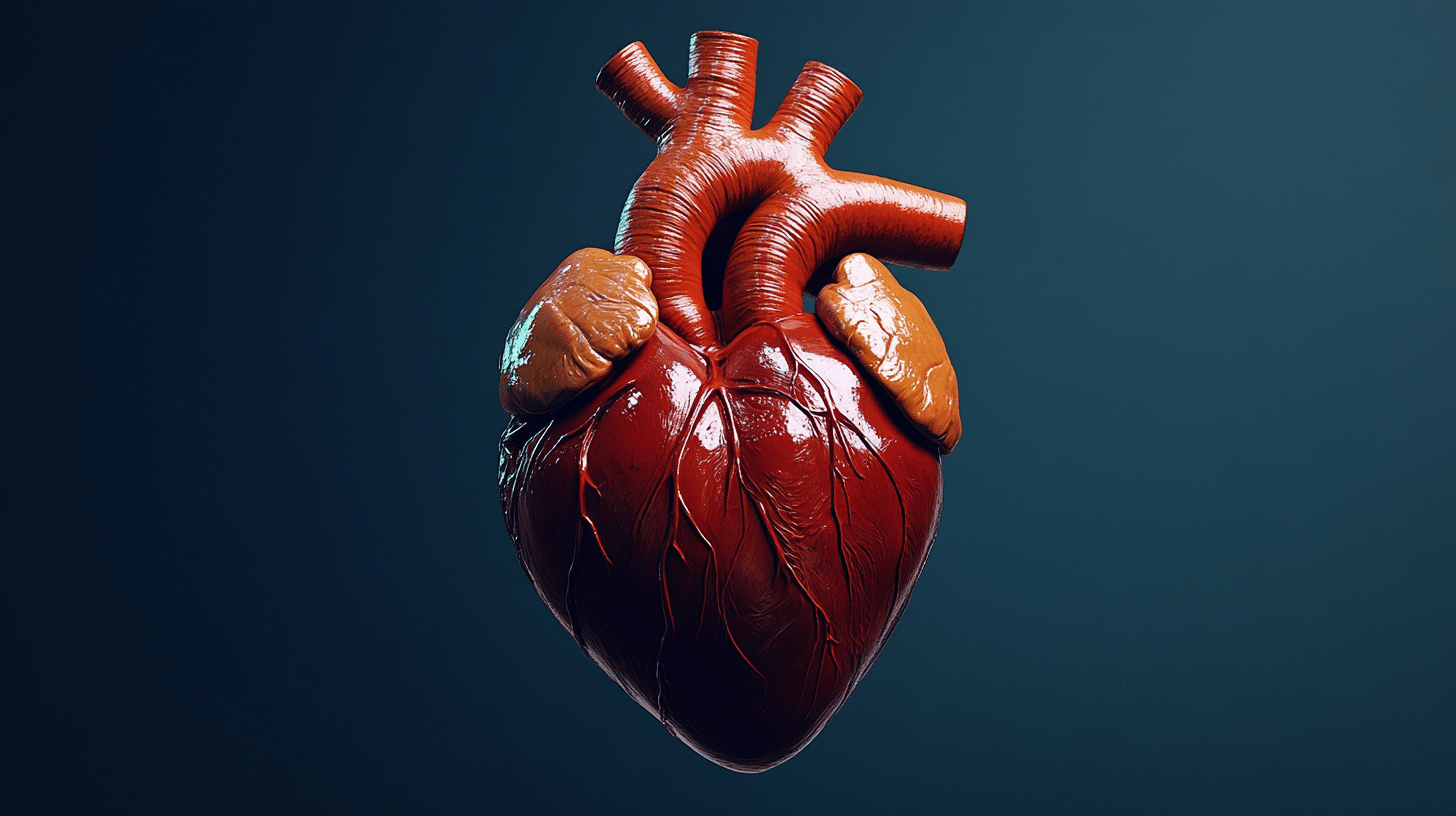 A 3d rendering of anatomy of the heart.