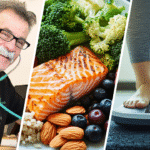 S[lit image of a weight loss doctor and a woman standing on a weighing scale.